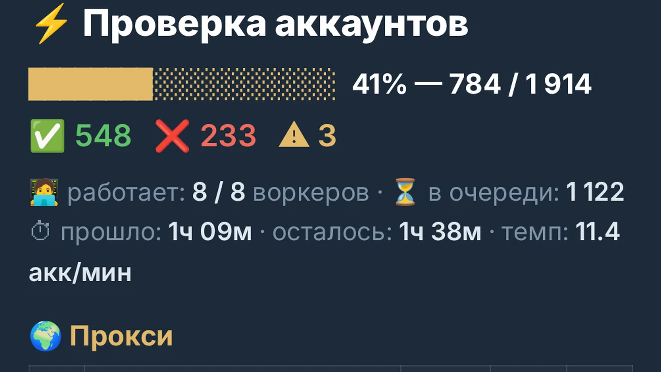 Live progress in a single message